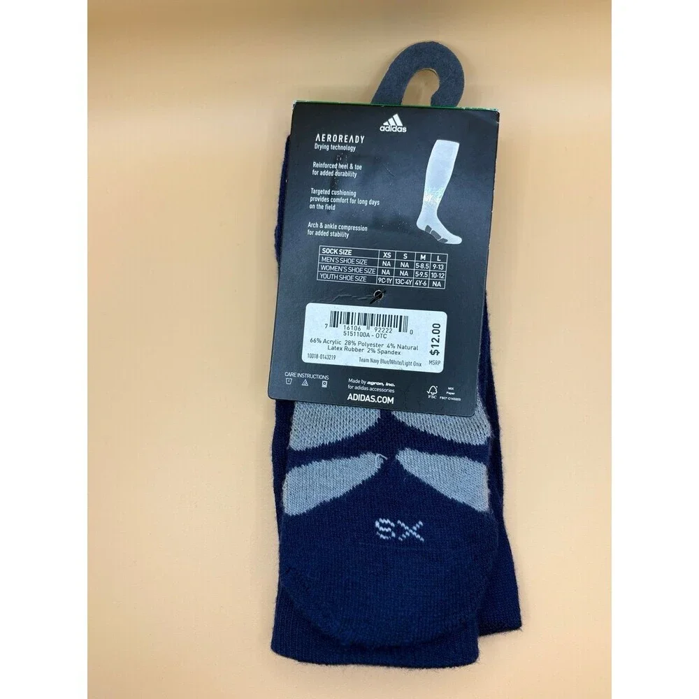Adidas Over The Calf Baseball Socks Youth Sz 9C- 1Y Compression Navy‎ Blue NEW